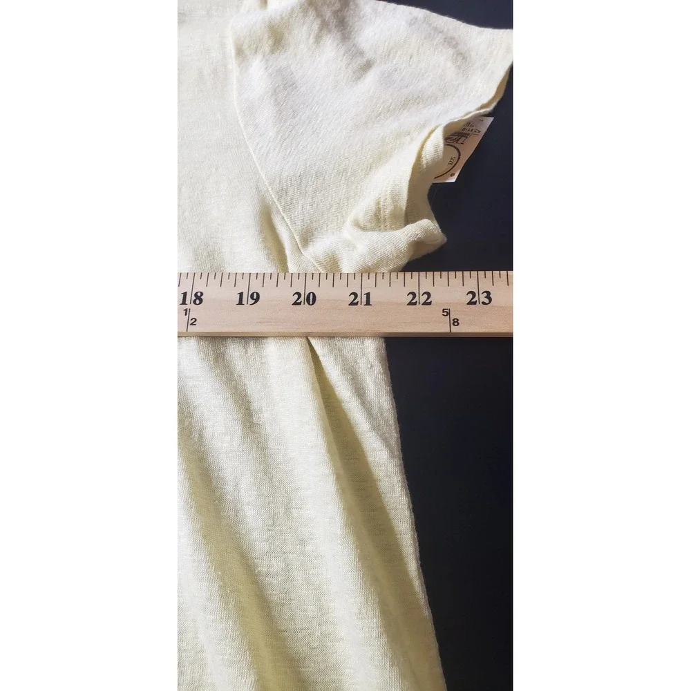 Eileen Fisher Yellow 100% Organic Linen Short Sleeve M Tee Shirt Casual Spring - Picture 6 of 7